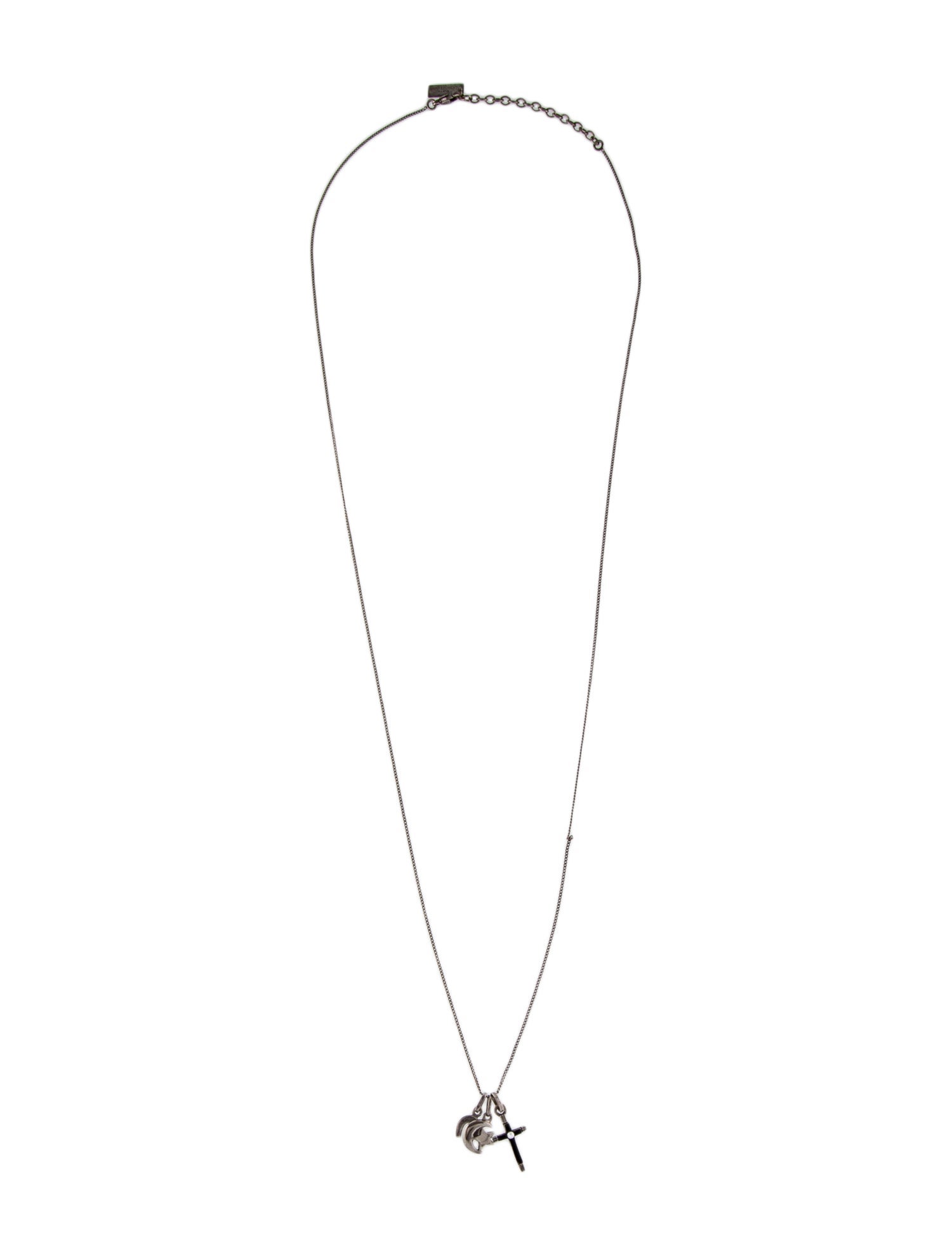 Saint Laurent Faux Pearl & Enamel Charm Pendant Necklace